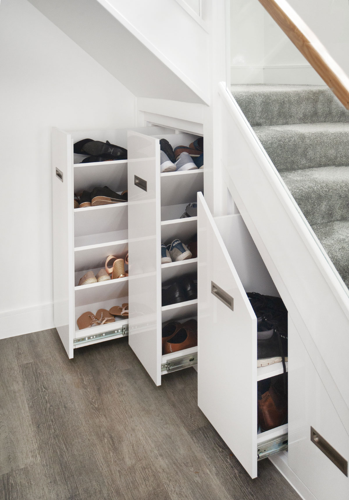 Understairs storage cupboard installer in London fitting bespoke under stairs drawers and cupboards